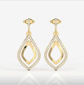 Luxe Petal Moissanite Danglers 14k Gold Earrings