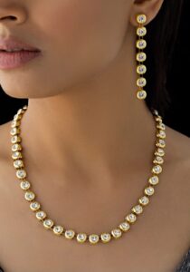 Anti-Tarnish AD Necklace Set With Earrings
