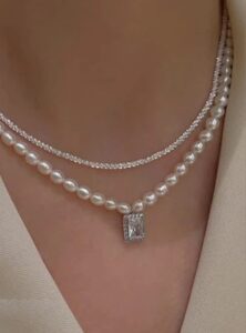 Natural Pearl Necklace & Pure Silver Chain