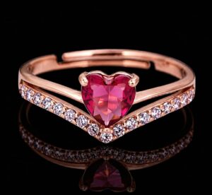 Heart Shape Ruby Ring With 14K Rose Gold