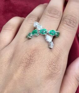 Emerald Diamond Gold Star Ring